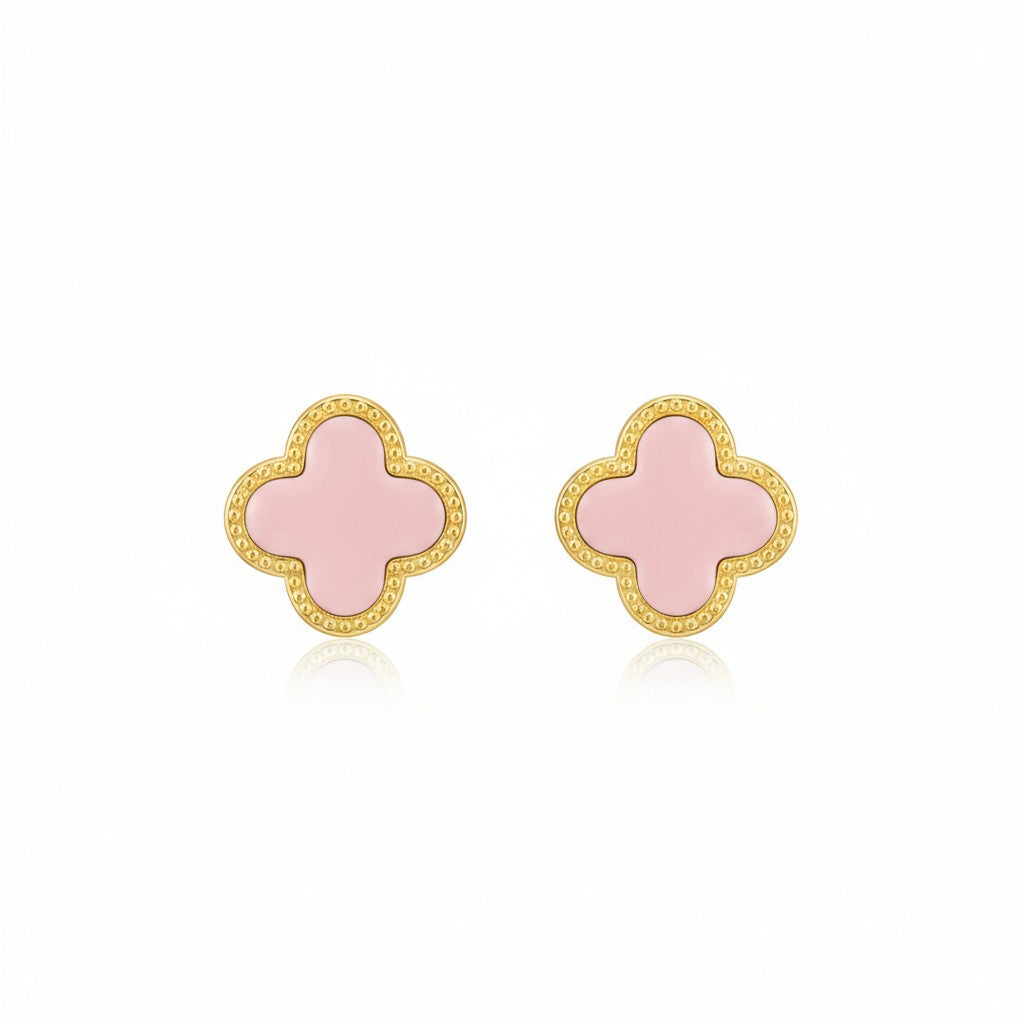 Pink clover earring