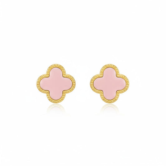 Pink clover earring