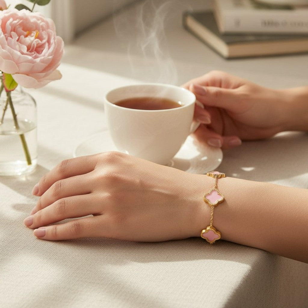 Pink clover bracelets